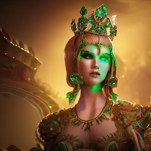 Image similar to wonderful princess of emerald with fair skin, ornate 8 k gorgeous intricate detailed, accent lighting, dramatic light, octane render