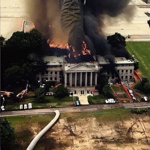 Prompt: “elephant in a business suit burns down the United States capital building”