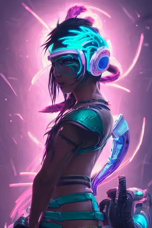 Prompt: akali from league of legends, cyberpunk futuristic neon. wearing ninja face mask decorated with traditional japanese ornaments by ismail inceoglu dragan bibin hans thoma greg rutkowski alexandros pyromallis nekro rene maritte illustrated, perfect face, fine details, realistic shaded, fine - face, pretty face, masterpiece