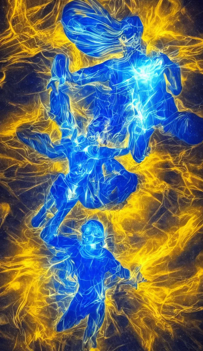 Prompt: a holy blue astral projection ghost adsonii floating in mid air with a golden psychedelic aura, strong dramatic cinematic lighting, smooth, sharp focus, extremely detailed