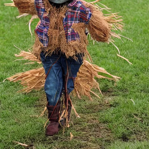 Image similar to a scarecrow doing a catwalk