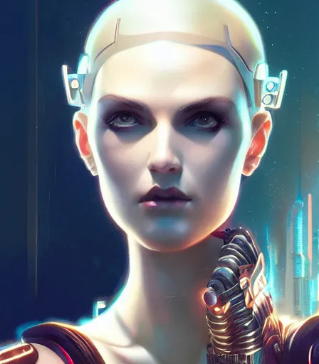 Prompt: portrait of a cyberpunk art deco woman who looks like Power Girl sci-fi, fantasy, intricate, elegant, highly detailed, digital painting, artstation, smooth, sharp focus, illustration, art by artgerm and greg rutkowski and alphonse mucha