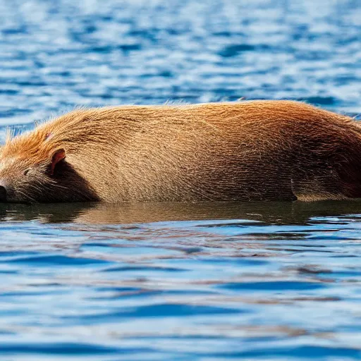 Prompt: capybara converging on whale evolution