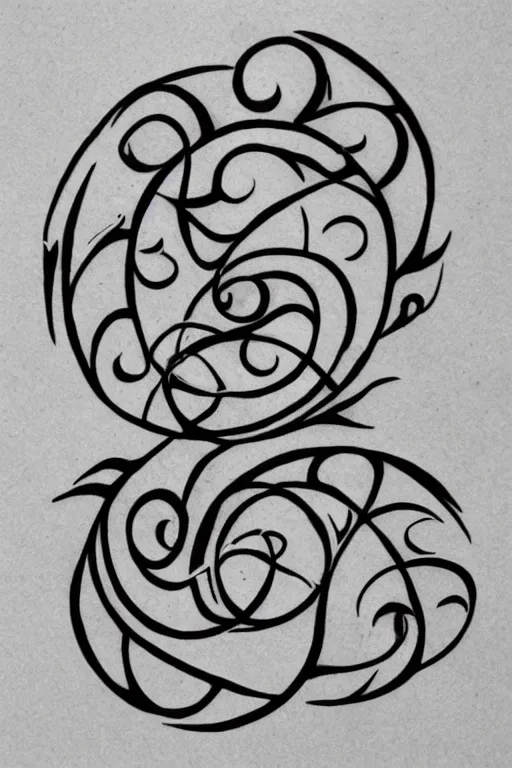 Image similar to a simple tattoo design of birds flying in a 3 spiral, black ink, logo