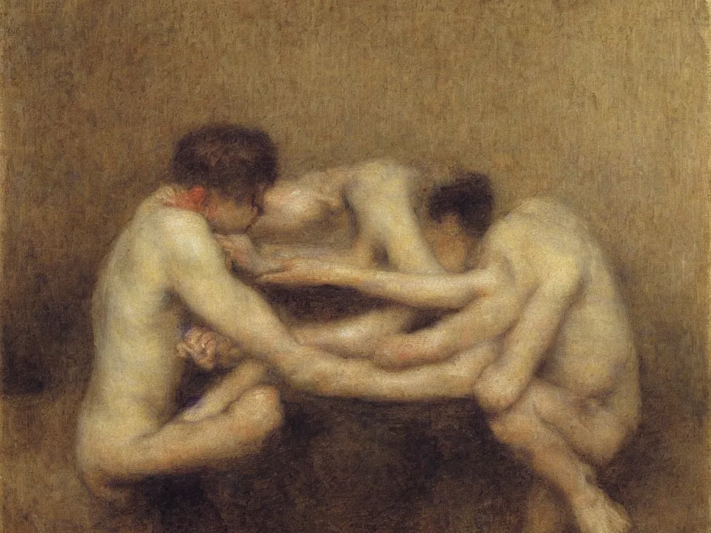 Image similar to the human - eating croissant. painting by henri fantin - latour