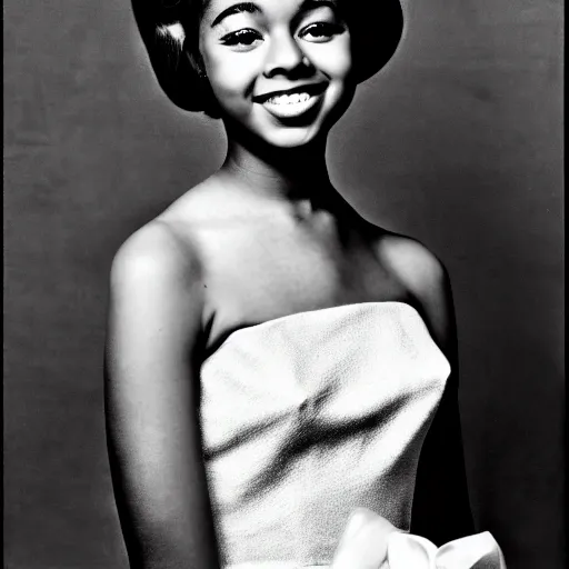 Image similar to black and white photo of a beautiful and elegant 1 9 6 5 young black actress