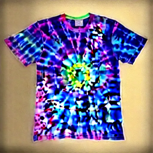 Image similar to A tie-dyed t-shirt with a Kirkland logo