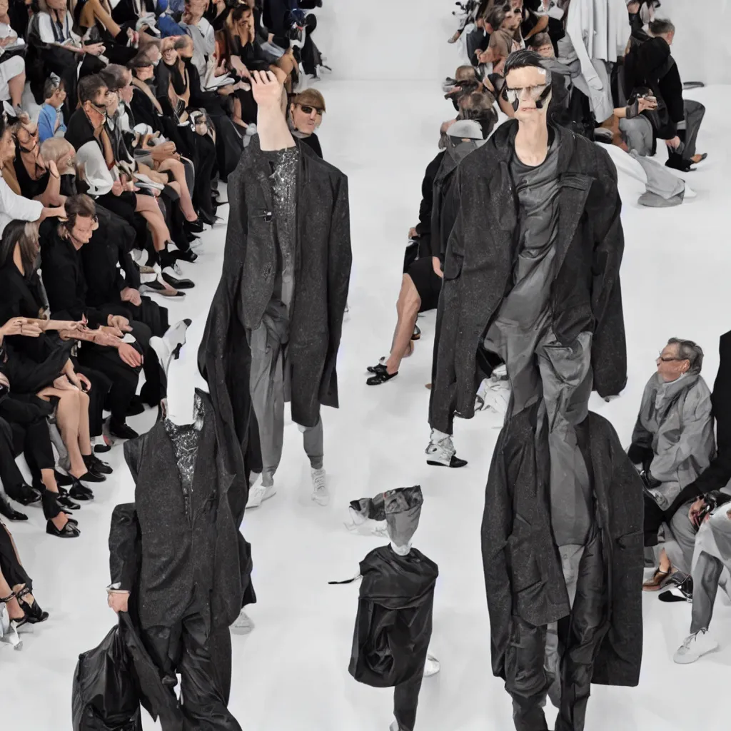 Image similar to philippe daverio modeling at the balenciaga runway