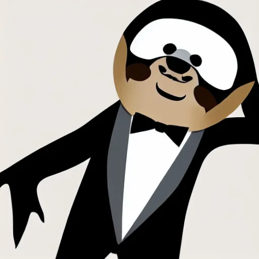 Image similar to sloth wearing tuxedo, 3 d logo, vector illustration, aesthetic, minimalistic