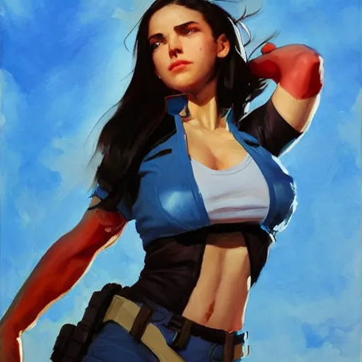 Image similar to greg manchess portrait painting of x - 2 3 laura kinney as overwatch character, medium shot, asymmetrical, profile picture, organic painting, sunny day, matte painting, bold shapes, hard edges, street art, trending on artstation, by huang guangjian and gil elvgren and sachin teng
