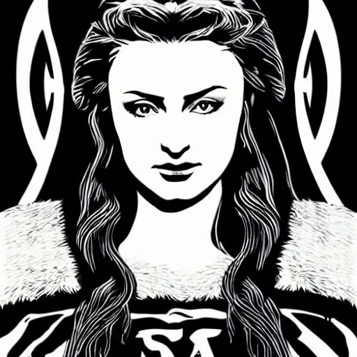 Image similar to vector art screenprint of sansa stark by marc hempel