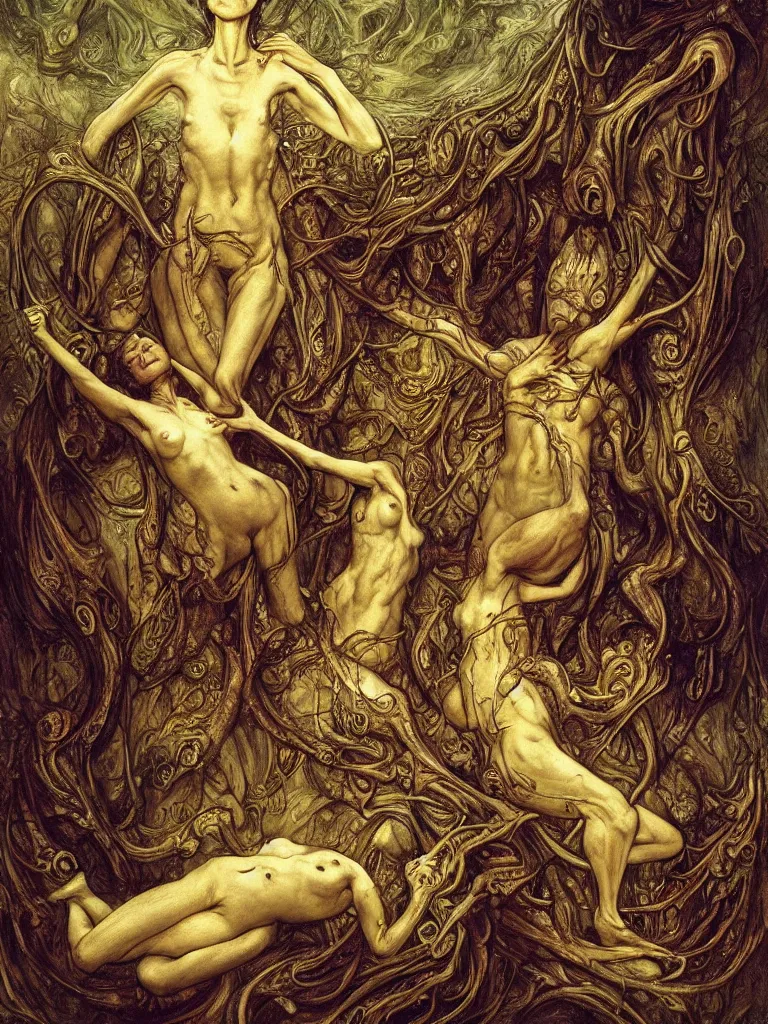 Image similar to simplicity muscular eldritch bodies radiating town fractal, by h. r. giger and esao andrews and maria sibylla merian eugene delacroix, gustave dore, thomas moran, pop art, chiaroscuro, biopunk, art nouveau