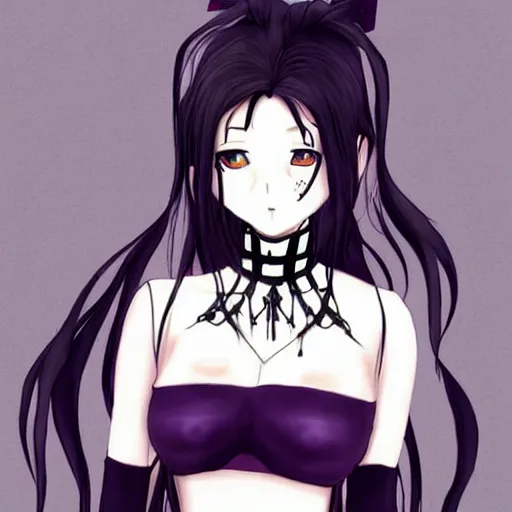 Image similar to anime style goth woman