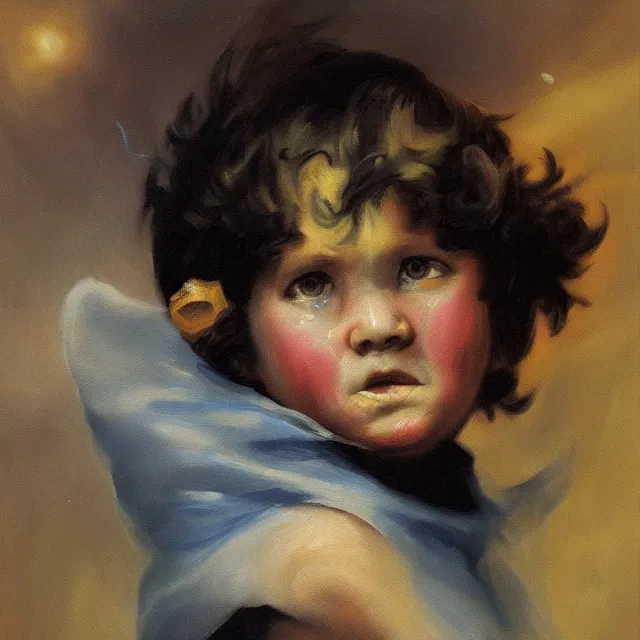 Prompt: a painting of the starchild by francisco de goya, dark fantasy art, high detail, trending on artstation