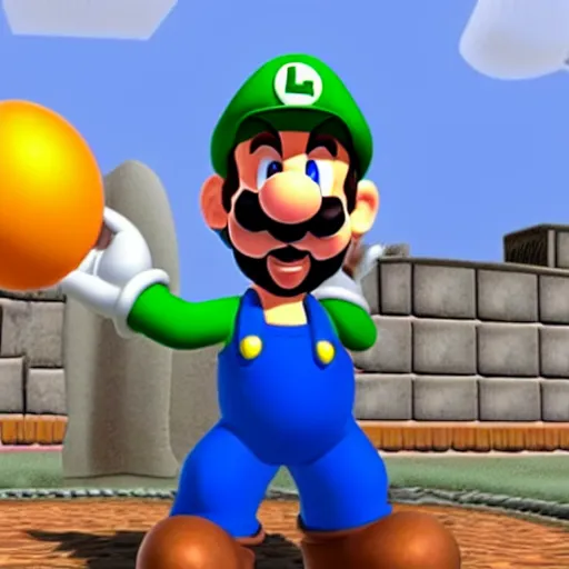 Prompt: Playing as Luigi in Super Mario 64
