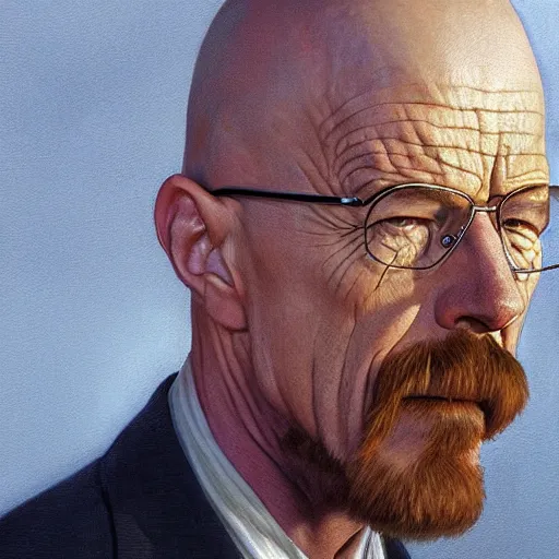 Image similar to epic portrait of walter white, detailed, digital painting, artstation, concept art, donato giancola, joseph christian leyendecker, wlop, boris vallejo, breathtaking, high details, extremely detailed, establishing shot, artistic, hyper realistic, octane render