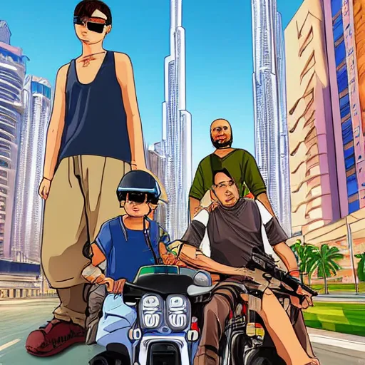 Image similar to gta : dubai by hayao miyazaki