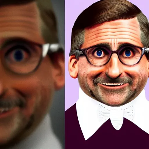 Image similar to Steve Carell reimagined as a Muppet, photorealistic