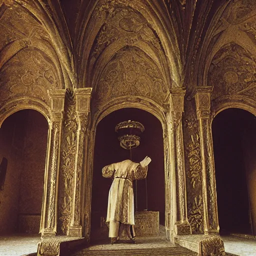 Image similar to the Holy Grail at Castle Gaillard in Andalys, very detailed, award winning photo, masterpiece, cinematic