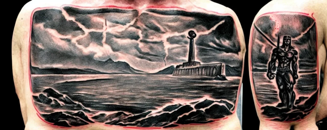 Image similar to Prison tattoo of Mjölnir, Nordic mythology, ugly, amateur, worst