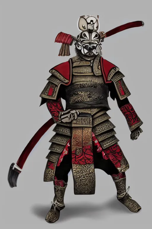 Prompt: samurai warrior mouse, full body pose, traditional painting, award winning, trending on Artstation, symmetrical 8k, UHD