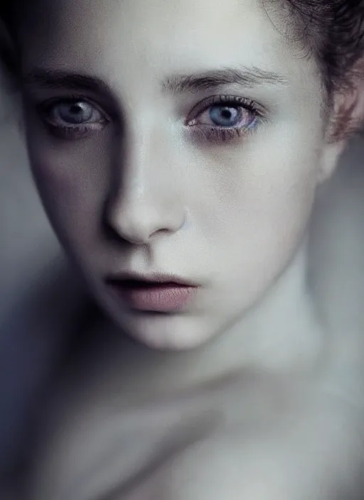 Image similar to close - up portrait of beautyful girl, fine art photo portrait by paolo roversi,