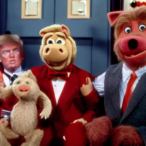 Image similar to donald trump cast as alf, still from alf 1 9 8 6, 8 k, high detail,