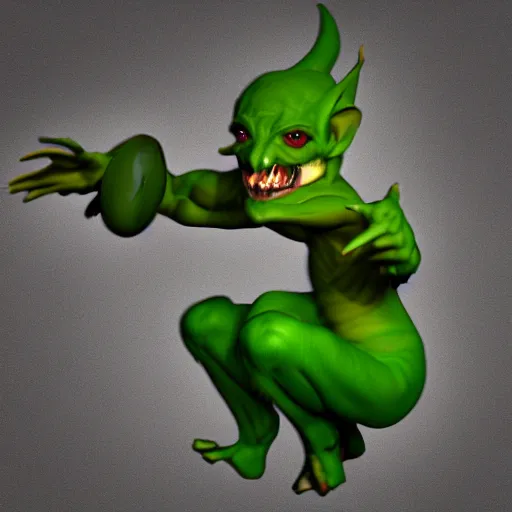 Image similar to goblin being tossed like a football, 3d render