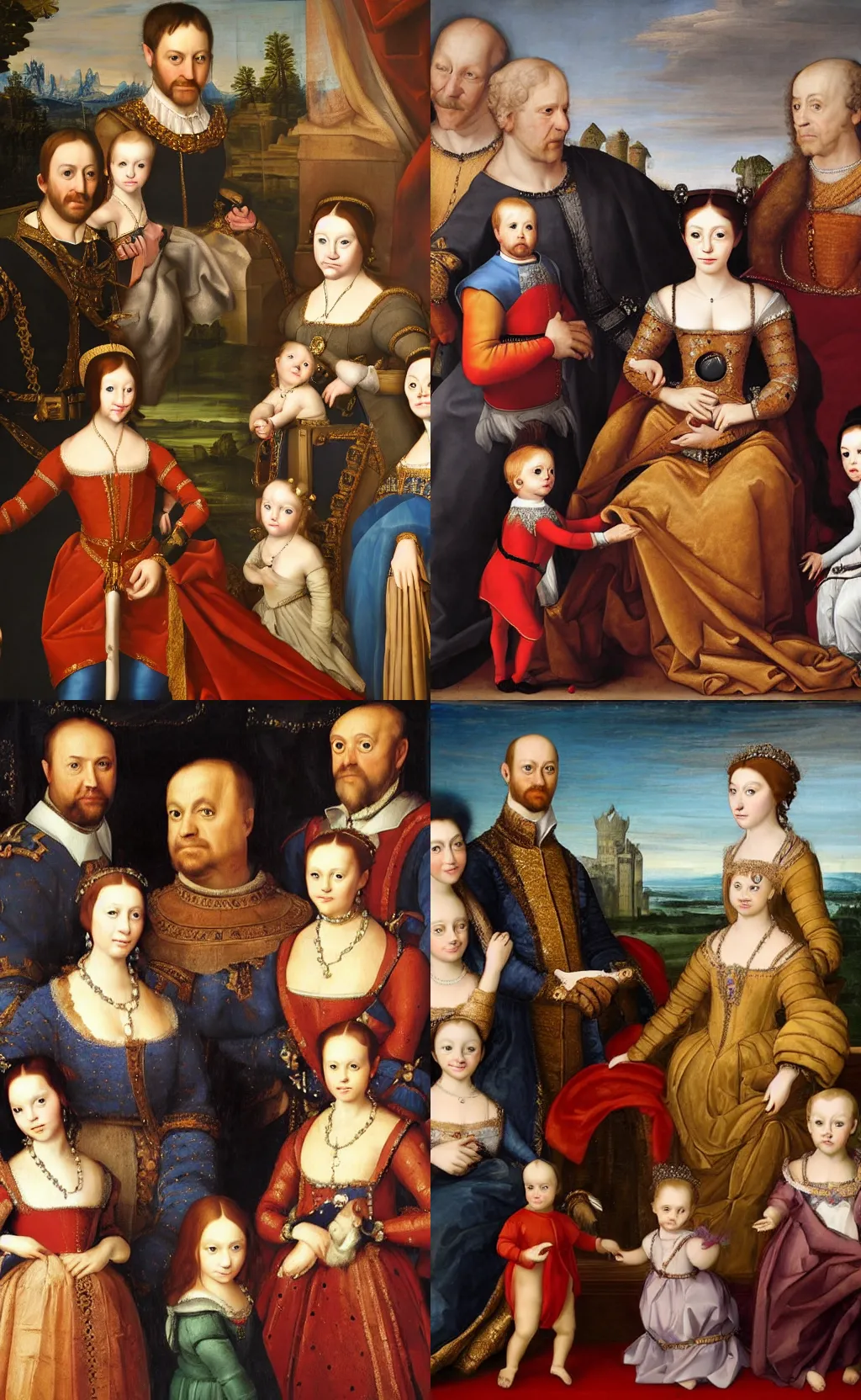 Prompt: royal family renaissance portrait painting with two eyed mike wazowski