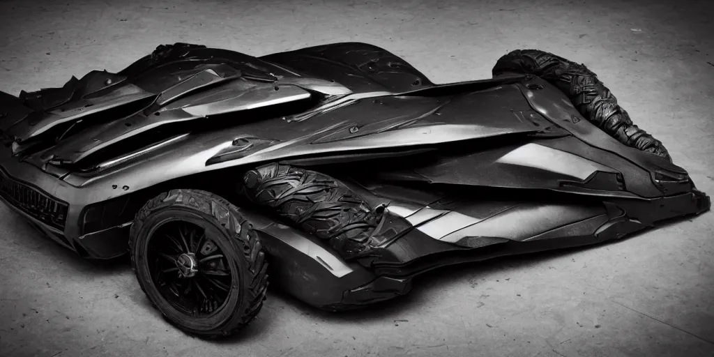 Prompt: a picture of a batmobile, professional photography