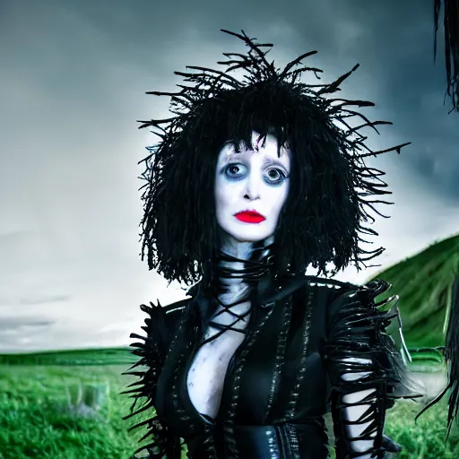 Image similar to Taylor Momson as Regina Scissorhands in Edward Scissorhands Remake, (EOS 5DS R, ISO100, f/8, 1/125, 84mm, postprocessed, crisp face, facial features)