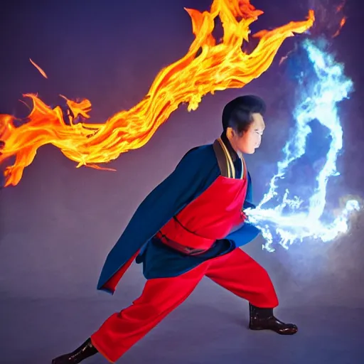 Image similar to A man with fire superpowers in the genshin impact style