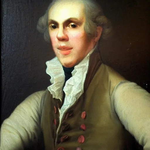 Image similar to An 18th century oil painting of Jerma985 in the mid-late 1700s, Jerma985, grainy, realistic, very realistic, hyperrealistic, highly detailed, very detailed, extremely detailed, very neat, very epic, very cool, detailed, trending on artstation