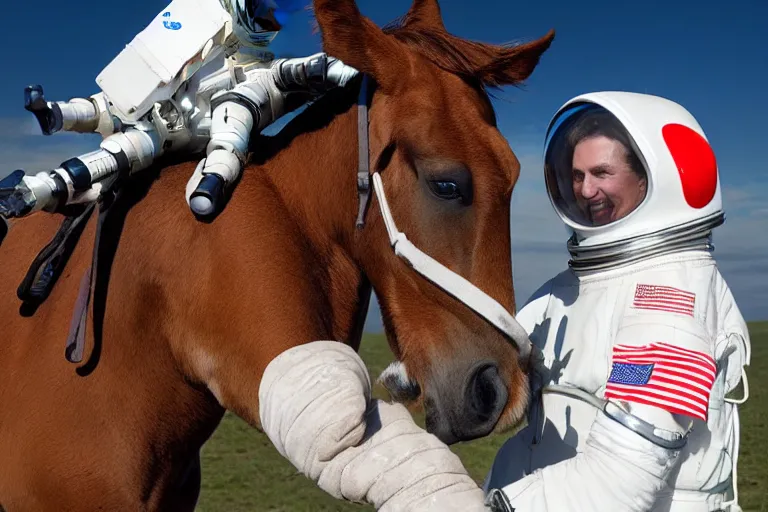 Image similar to horse hugging an astronaut