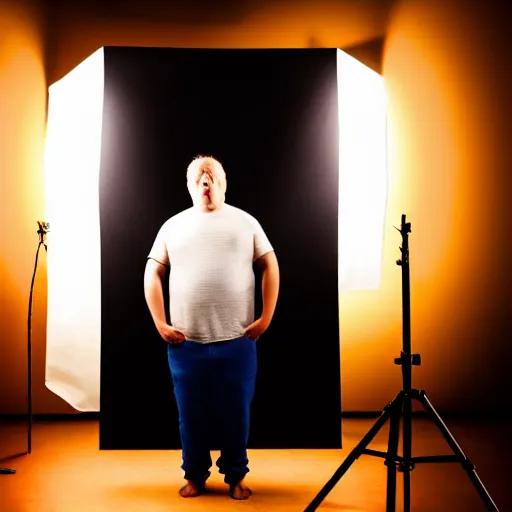 Prompt: the world's biggest idiot, studio portrait photo with dramatic lighting