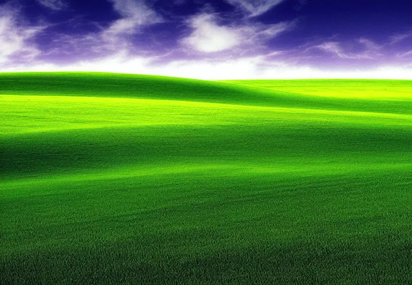 Prompt: Bliss famous wallpaper from Windows XP