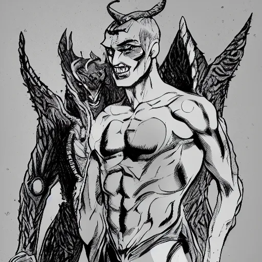 Prompt: gay satan devil lurks in the dark, artstation