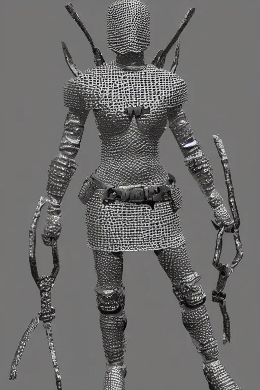 Image similar to female adventurer in tight full - body sticky note chainmail - style armor made out of several hundred sticky notes and a white porcelain crow mask, trending in artstation, japanese, artstation, establishing shot