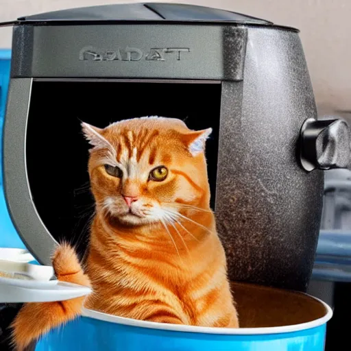 Image similar to cat in a deep fryer, relaxing and enjoying