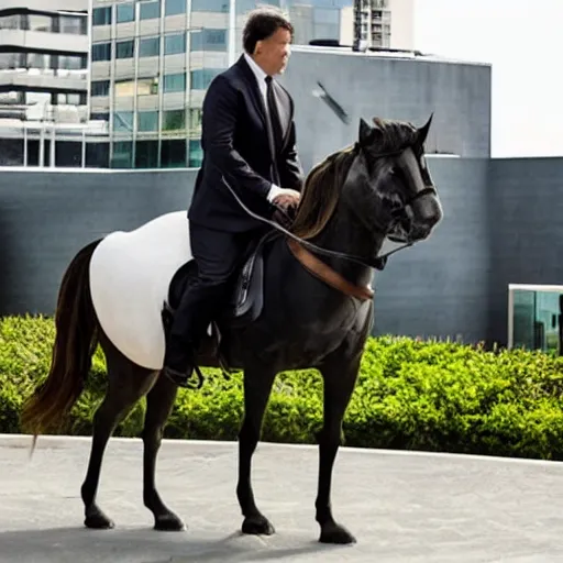 Prompt: male executive riding an unicord, neo favism