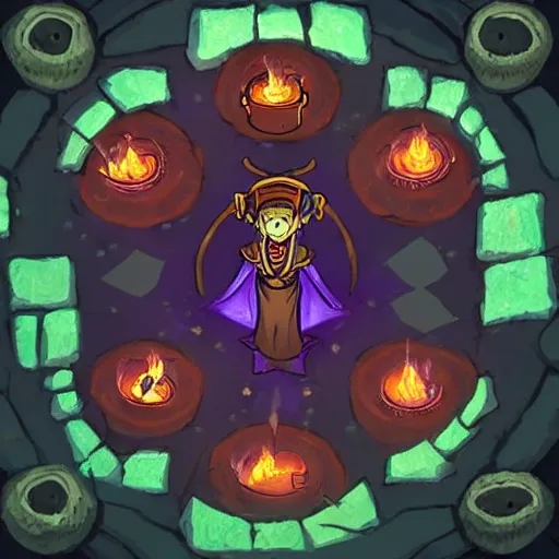 Image similar to a dark vile dungeon, dim magical torches glowing on walls, a robed necromancer casting a summoning spell in the middle of a magical runic circle, in the style of leif heanzo