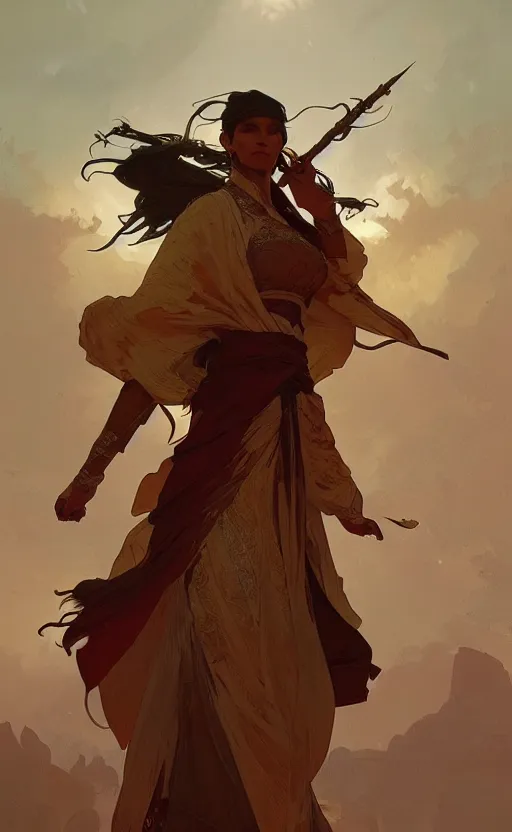 Prompt: a personification of the country morocco, highly detailed, digital painting, artstation, concept art, sharp focus, illustration, art by greg rutkowski and alphonse mucha