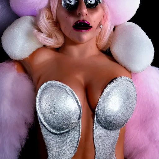 Prompt: lady gaga dressed as a snowman, body paint, high resolution photograph, 8 k, hdr color