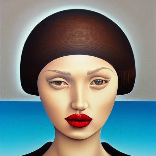 Image similar to skeuomorphic, airbrush art, minimalist, very detailed, detailed painting, an ultrafine detailed painting by rafal olbinski, a painting of a woman, pop surrealism, behance contest winner