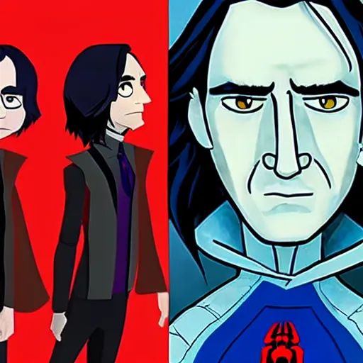 Image similar to Severus Snape in the style of Spider-Man: Into the Spider-Verse (2018)