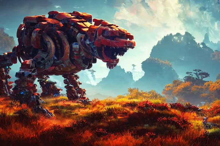 Image similar to shellsnapper machine mecanical creature robot of horizon forbidden west horizon zero dawn bioluminiscence global illumination ray tracing hdr fanart arstation by ian pesty and alena aenami artworks in 4 k