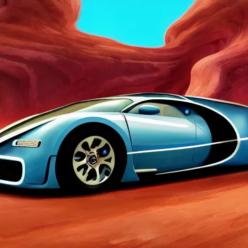 Image similar to epic portrait bugatti cars in cool roads, desert, shiny car, sunny weather, digital painting, artstation, concept art, soft light, hdri, smooth, sharp focus, illustration, fantasy, intricate, elegant, highly detailed, D&D, matte painting, in the style of Greg Rutkowski and Alphonse Mucha and artemisia, 8k, highly detailed, jurgens, rutkowski, bouguereau, pastoral, rustic, georgic, detailed concept art, illustration, colorful pastel, painting, detail, ultra detailed, digital art, 4K,