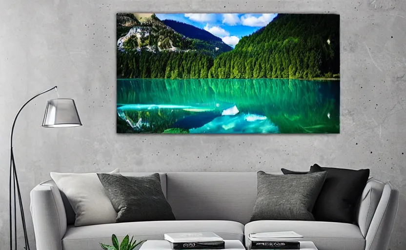 Prompt: beautiful award winning mythical painting of an austrian lake, 4 k, ultra hd