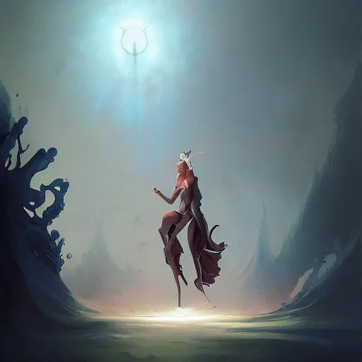 Prompt: a fantasy art painting by peter mohrbacher of a being of unknowable mystery