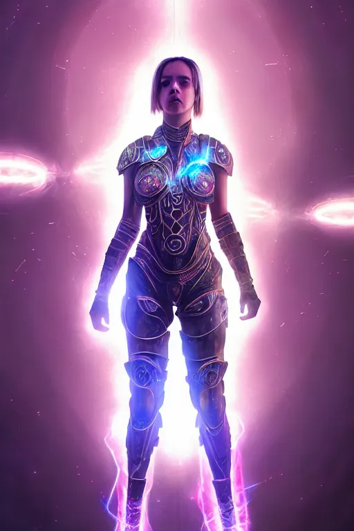 Prompt: a photographic portrait of an attractive young girl, partially clothed in ethereal battle armor, surrounded by colorful transparent plasma, emitting psychic powers, beautiful bone structure, perfectly symmetrical face, perfect eyes, intricate, elegant, ultra-detailed, digital painting, concept art, illustration, sharp focus, minimal artifacts, volumetric lighting, from Valerian and the City of a Thousand Planets, in the style of Artgerm and Loish, fantasy scene, fantasy aesthetic, trending on Artstation and Tumblr, award winning